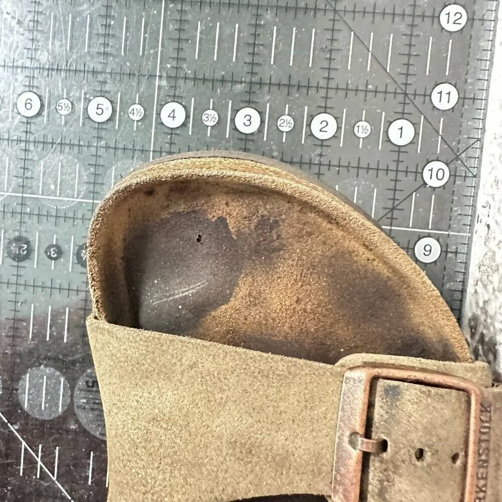 Arizona Women Size EU 38 US 7 Brown Suede Leather Slide Buckle Comfort Sandal